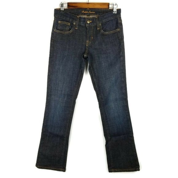 Ralph Lauren Black Label 867 Womens Jeans Straight Leg Dark Wash Low Rise Sz 26